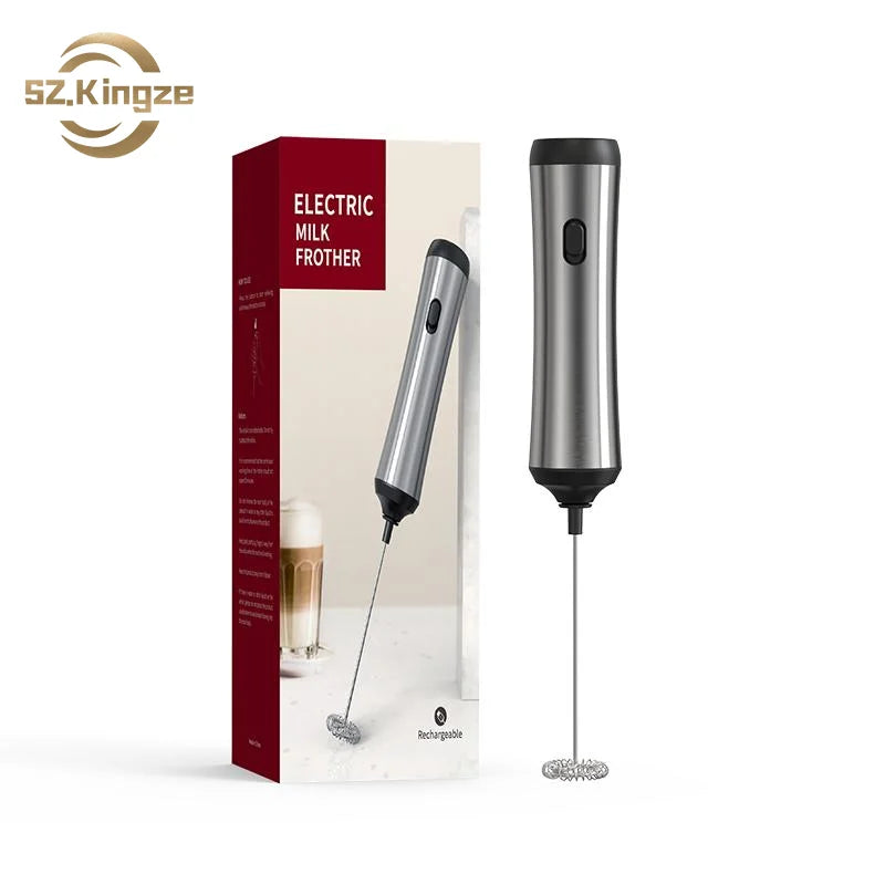Kingze High Quality Handheld Electric Whisk Mixer Foam Maker Automatic Milk Frother USB Rechargeable
