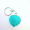 Huiying Healing crystals stones heart pendant Yoga keychains necklace charming alloy blue turquoise keychains