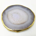 Gold Rim Agate Coaster Gray Slices Polished Crystal Natural Gemstone Flower Pot Engraving Folk Art  Carved China