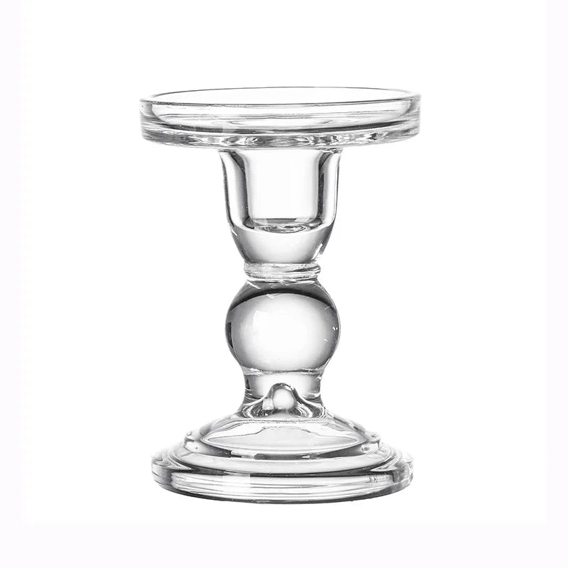 Romantic Candlelight Dinner Pillar Candle Stand Optional Size Glass Candlesticks Modern Decoration Candlestick
