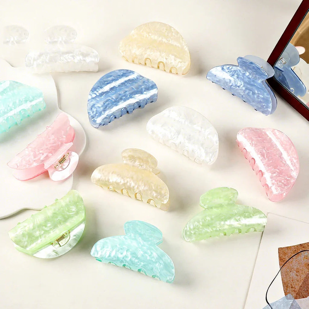 Hot Selling Fashion Women Hair Accessories 8cm Acrylic Hair Claw Clips Geometric Colorful Clamps Clip Hairs