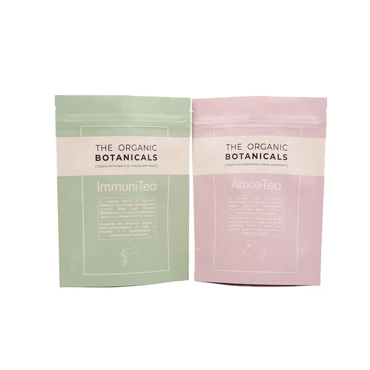 Eco Friendly Customized Print 100g Packaging Bag Recyclable Stand up Pouch Kraft Paper Tea Coffee Bag