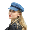 Fashion Denim Cotton Newsboy Hat Octagonal Cap With Rope Baker Boy Beret Flat Cap Navy Hats