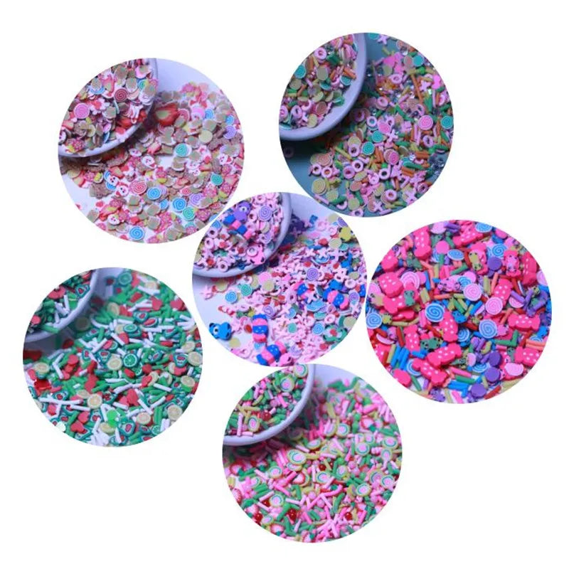 Mini Polymer Clay Slime Fillings Mixed Nail Beauty Soft Fruit Heart Candy Slices for DIY Photo Frame Ornament DIY Decoration