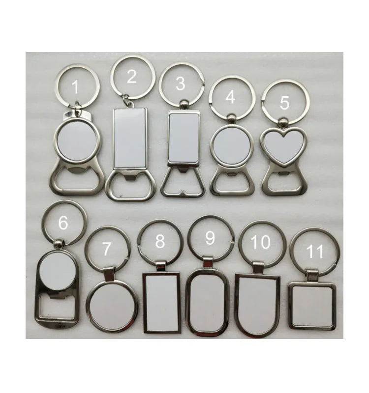 Metal Zinc Alloy Sublimation Blank Bottom Opener Keyring  Keychain Key Chain for DIY Promotion Gift