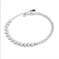Premium Classic Heart Shaped Zirconia Cuban Link Chain Bracelet 925 Sterling Silver Women Men Gift Party Wedding