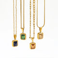 Joolim Jewelry Dainty 18K Gold Plated Steel Link Chain Colorful Zirconia Pendant Choker Necklace Trendy Necklace for Gift