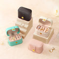 Small Faux Leather Velvet Travel Ring Box Jewelry Box Organizer Display Storage Case for Rings Earrings