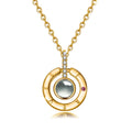 Women's Fashion Pendant Necklace with 100 Languages 'I Love You' Projection Gold Plated Zircon Stone for Weddings and Parties