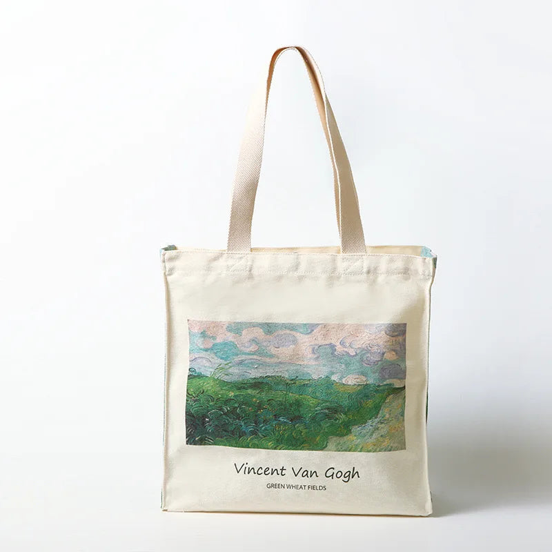 Women's Designer Large Cotton Tote Handbag Versatile One Shoulder Portable Durable Personalized Screen Advertising Medium 12oz