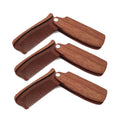 Natural Wooden Beard Comb Custom Logo Foldable Fine Tooth Home Use Kaiser