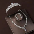 Three-Piece Set Wedding Hair Accessories Earrings and Necklaces for Women Zirconia Jewelry Set Bride Crown Jewelry