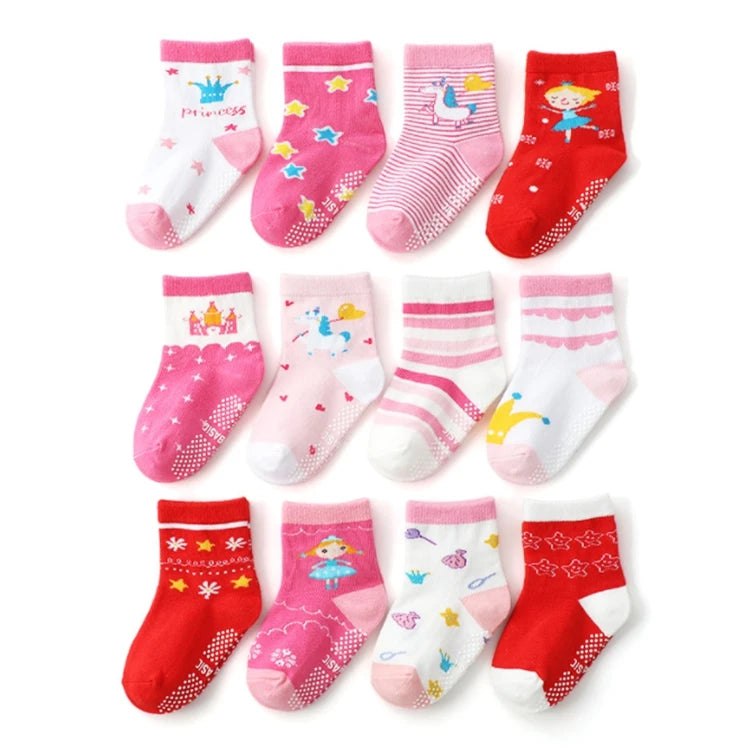 2026 Spring New Breathable Crew Cartoon Children's Socks Non-slip Indoor Glue Floor Unisex Custom Logo Kids Socks