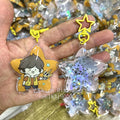 Wholesale PVC Star Printed Animal Logo Clear Blank Acrylic Glitter Keychain