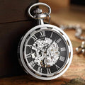 Vintage Antique Watch Necklace Steampunk   Hand-winding Skeleton Mechanical Dial Fob Pocket Clock Pendant Hand-winding Men