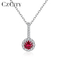 CZCITY Synthetic Gemstone Necklace Sterling Silver Trendy 2026 Chain Jewelry Gemstone Pendant Necklace Women