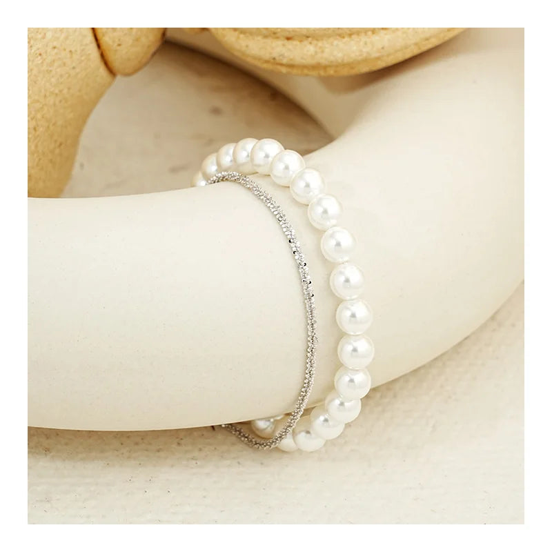 Free Video and Picture S925 Sterling Silver Bracelet Round Shell Beads Silver Chain Double Bracelet