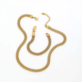 Fenny Wholesale 18K Gold Plated Minimalist Dainty Fashion Web Chain Choker Chain Stainless Steel Necklace Trendy for Women