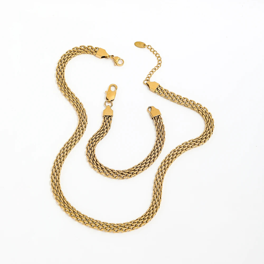 Fenny Wholesale 18K Gold Plated Minimalist Dainty Fashion Web Chain Choker Chain Stainless Steel Necklace Trendy for Women