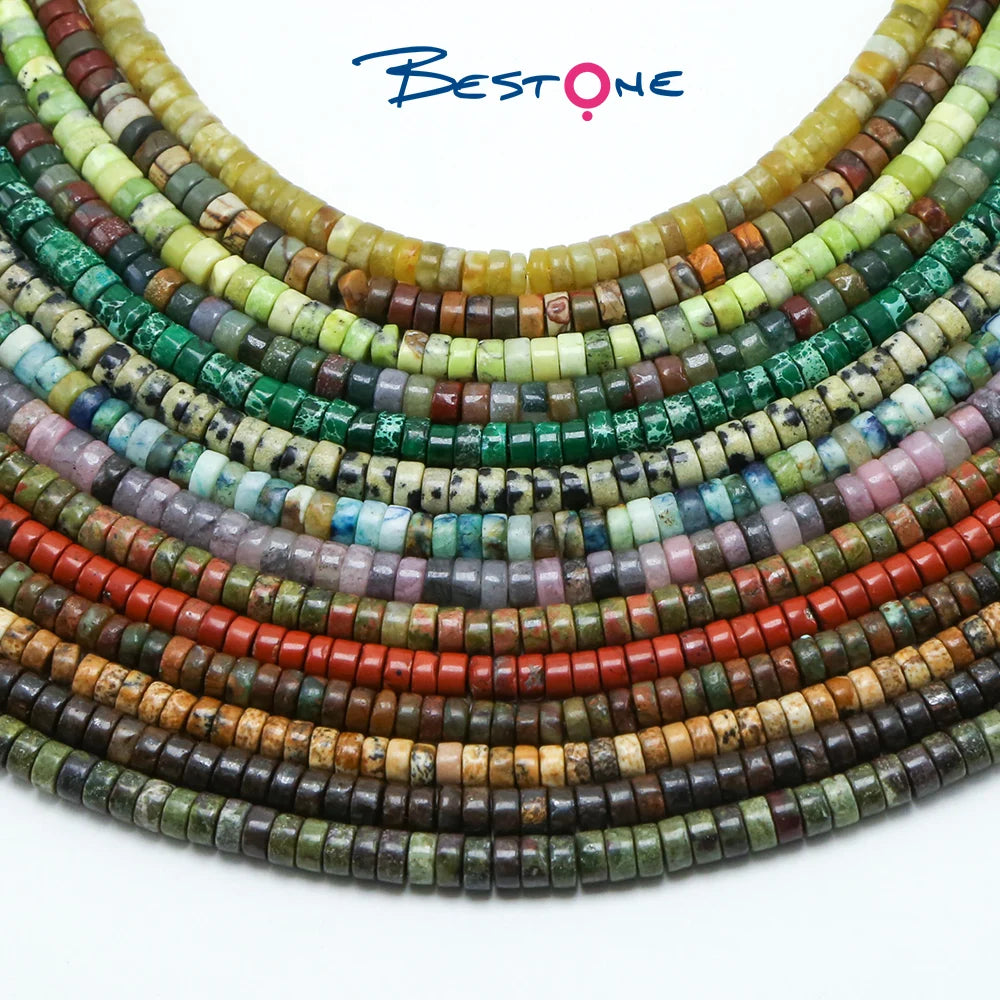 Flat Round Disc Natural Stone Loose Beads Heishi Beads for Bracelet Making Heishi Beads