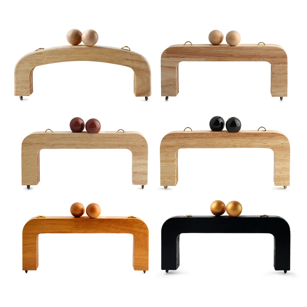Nolvo World 20cm Wooden Purse Bag Frame Handle DIY Square Eco-Friendly Hand Woven Accessories Luggage Suitcase Sewing Wallet