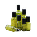5ml 10ml 20ml 30ml 50ml Empty Black Lid Essential Oil Cosmetic Serum Refillable Steel Roller Olive Green Glass Roll on Bottles