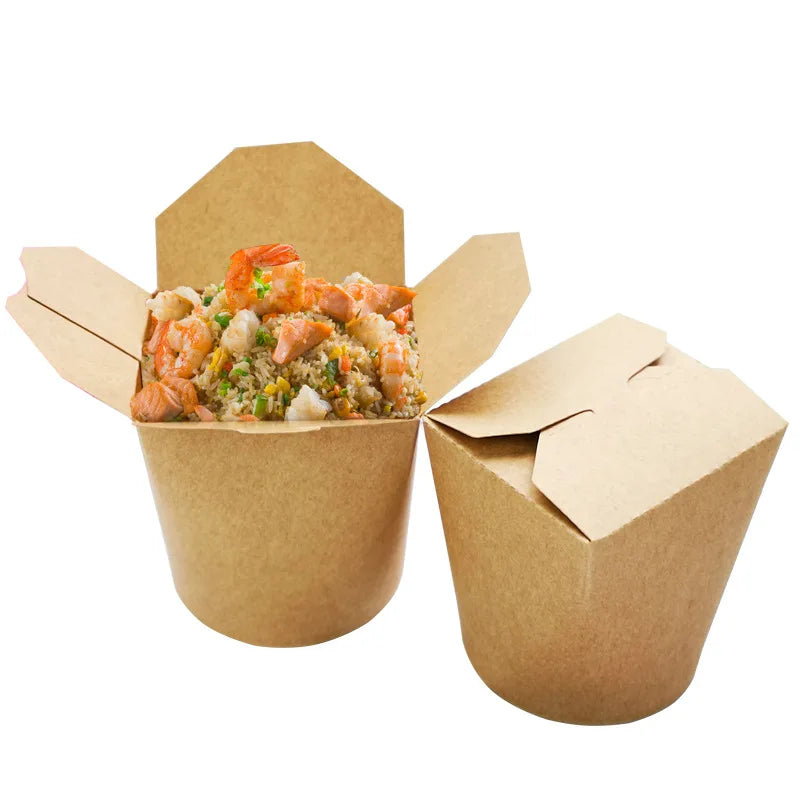 26oz Snack Cup Takeaway Packaging Box Takeout Container Custom Round Bottom Disposable Paper Noodle Box