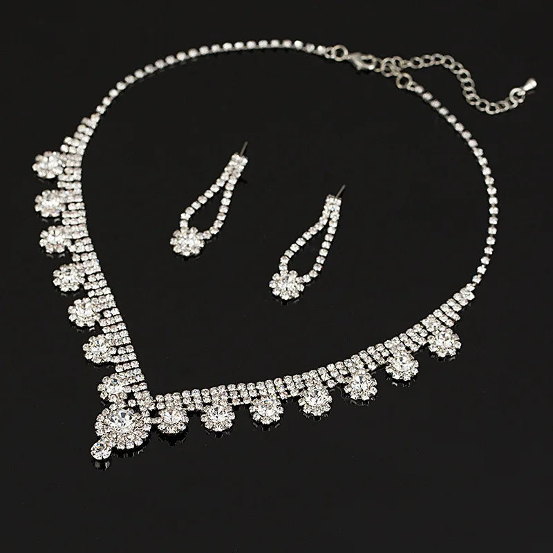 WN193 Fashion Bridal Jewelry Set Women Crystal Necklace Earrings Set Wedding Jewelry Set