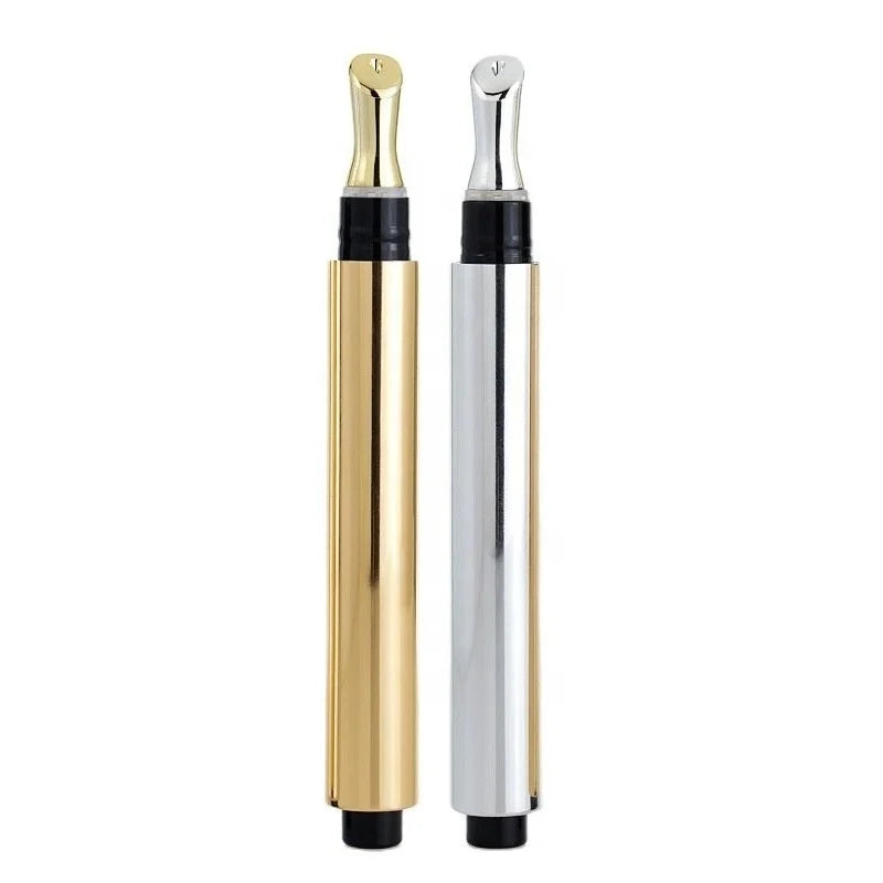 Empty 3ml Lip Oil Tube Electroplate Gold Silver Liquid Serum Cosmetic Pen Refill Eye Cream Massage Press Bottle with Metal Tip