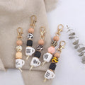 Mini Coffee Mug Inspired Silicone Beaded Keychain Doll Mama Teacher Key Ring Holder Car Bag Purse Charm Wristlet Accessory