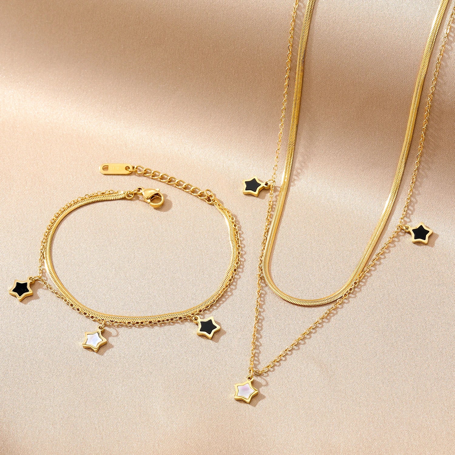 VKME Fashion 18K Gold Plated Star Stainless Steel Necklace for Women Jewelry