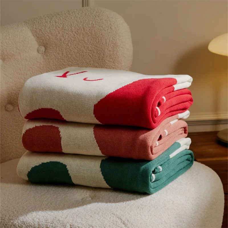 Cute Rabbit Soft Warm 100% Cotton Knitted Throw Blanket for Baby Children Home Decor TTT