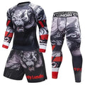 Wholesale OEM Men's Surf Printed Compression Shirt Shorts MMA Rash Guard Set