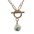 Fashionable Burgundy 18K Gold Plated Baroque New Pearl Combination with Diamond Blue Moon Pendant Necklace