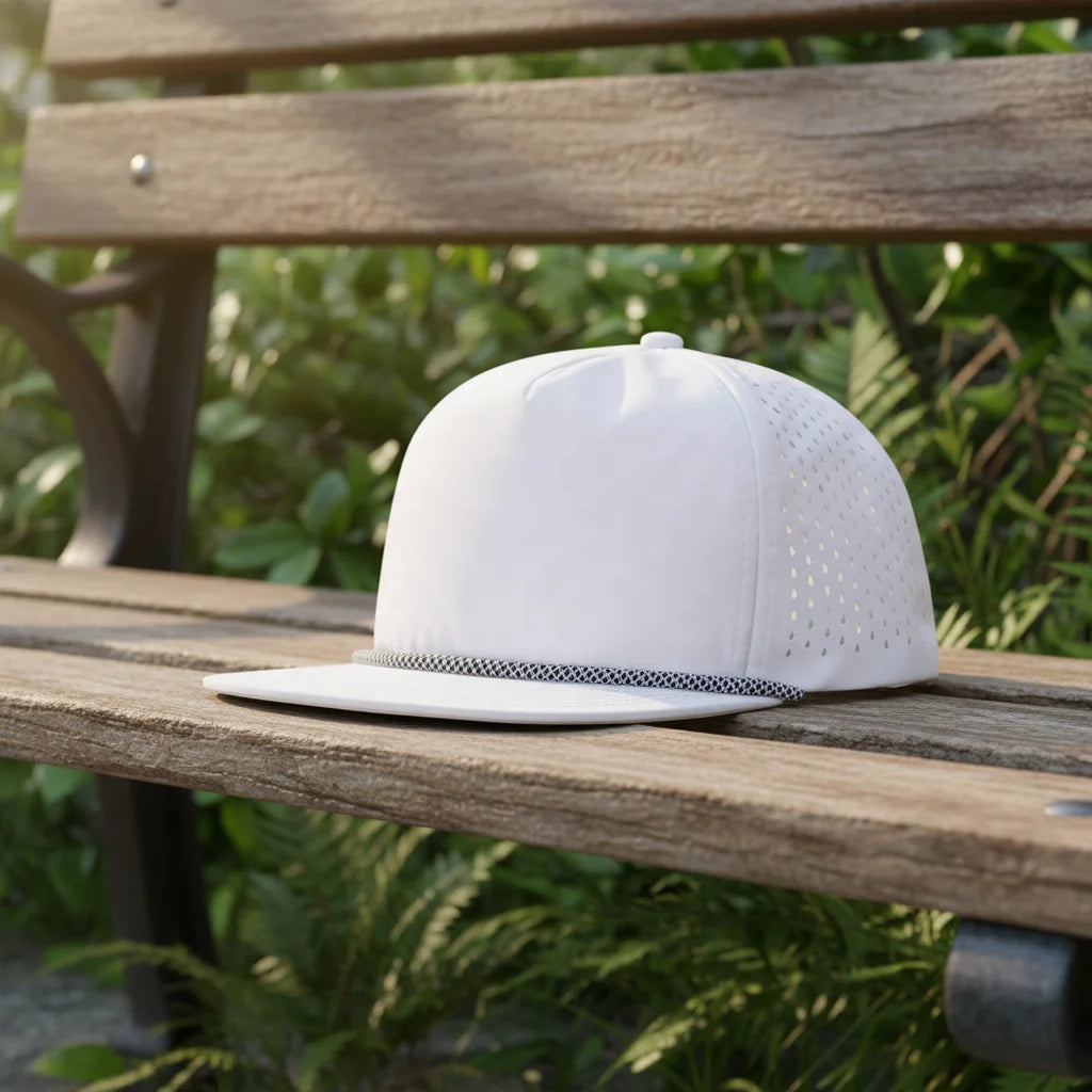 Premium 5 Panel Baseball Cap Quick Dry Waterproof Laser Cut Vent Holes Adjustable Plastic Buckle for Running Golf Outdoor Sports