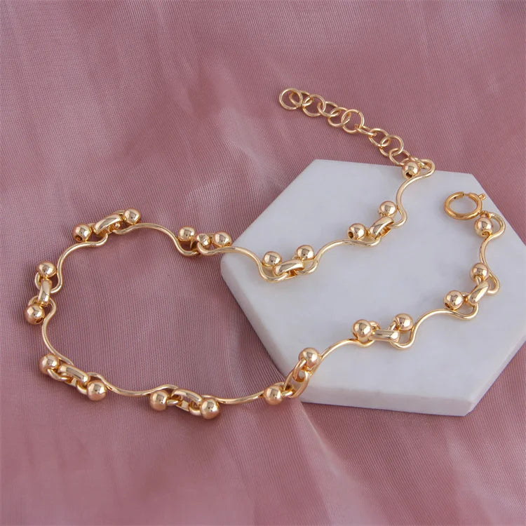 Factory Direct Sale Fashion Gold Plated Brass Necklace for Women Simple Niche Small Circle Ball Chains for Anniversary Occasions