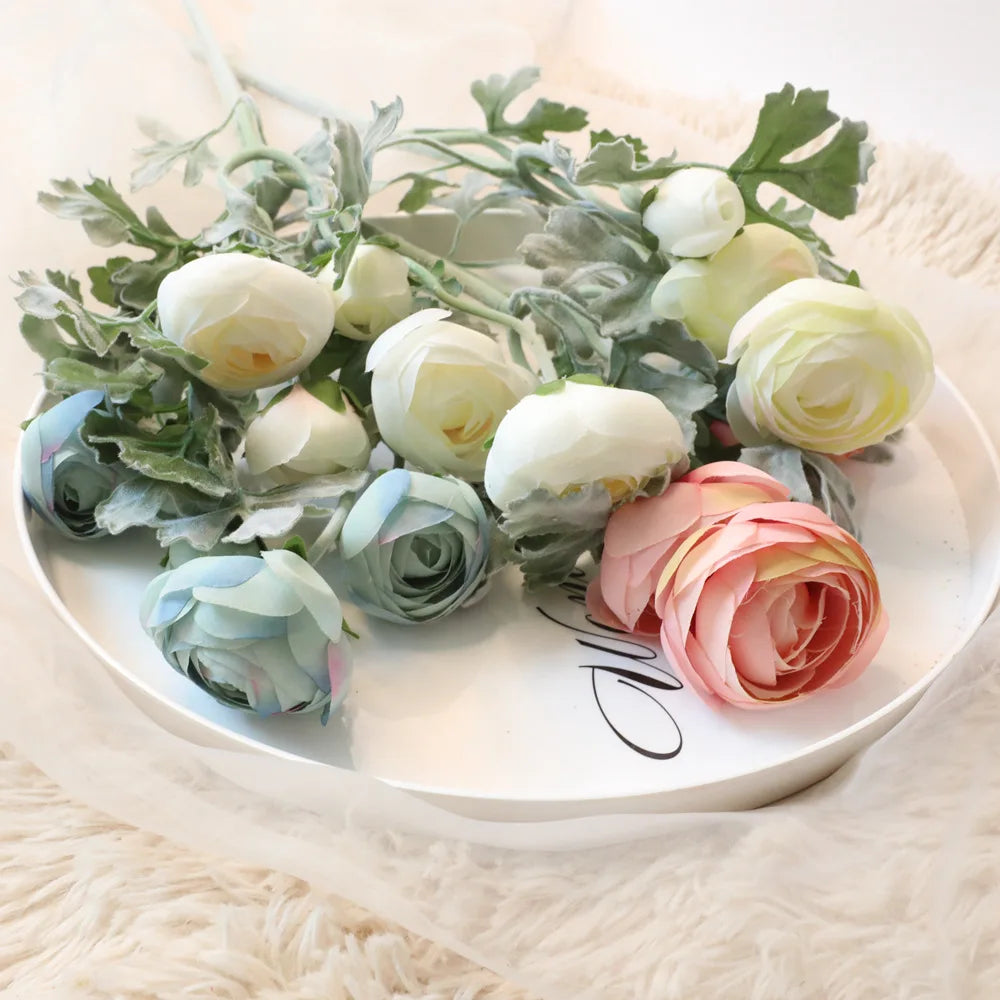 M428 Hair Accessories Vintage Home Decor Diy Wedding Bouquet Centerpieces Mini Peony Artificial Flower Ranunculus Silk Flower