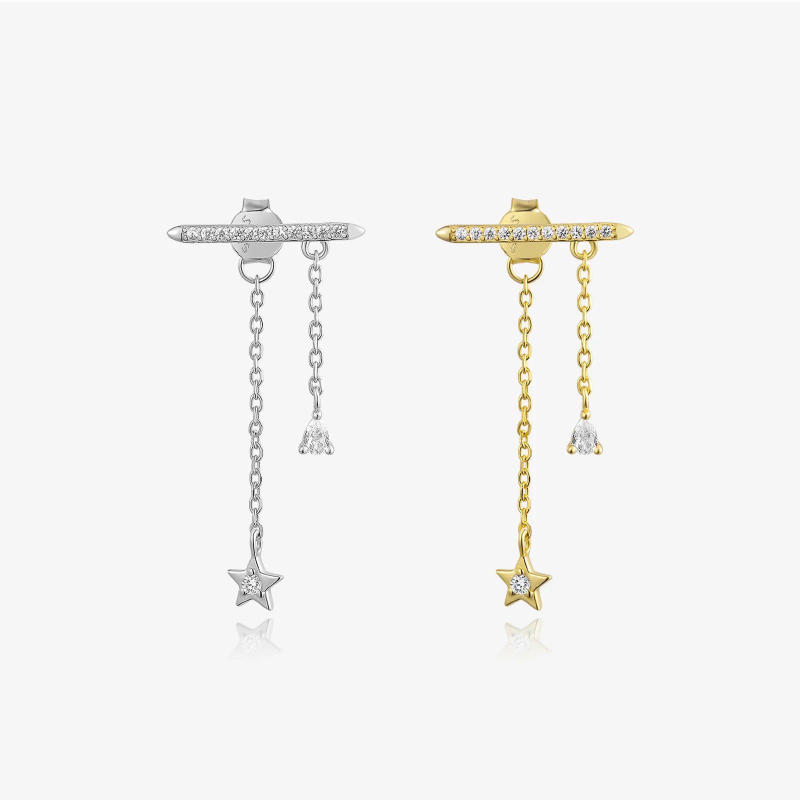 FUAMAY Fashion Jewelry Ladies 925 Silver Earrings Long Tassel Drop Chain Earrings Water Drop Star Drop Earrings
