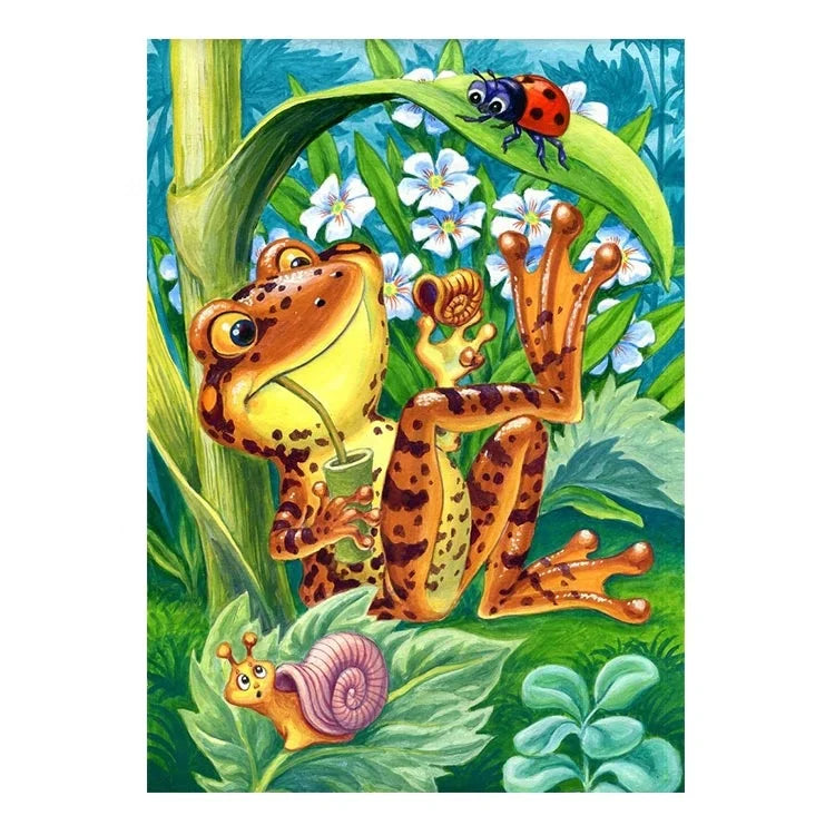Ever Moment Diamond Painting Handmade Frog Flower Full Square 5D DIY Mosaic Decor Hobby Household 3F2049