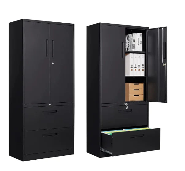 Modern Style Cabinet with 2-Drawer Coming with Lock Doors and Adjustable Shelves Suitable for Various Settings