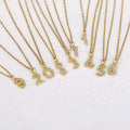 NZ1358 Fashion Dainty Mini 18k Gold Plated Cz Micro Pave Arabic Number Digits Charm Women Chain Ladies Necklace
