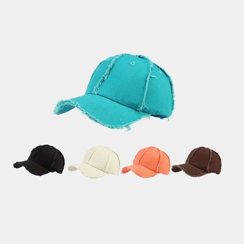 Spring and Summer Fashion Raw Edge Distressed Baseball Cap Women's New Outdoor Sunshade Leisure Sun Hat Sport Cap
