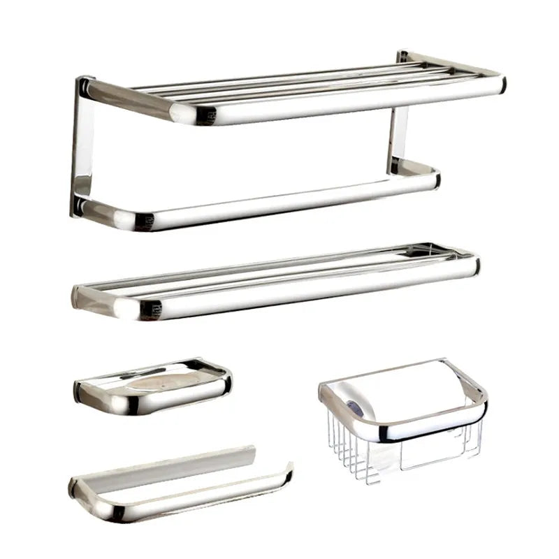 SUS 304 Stainless Steel Five-piece Bathroom Towel Rack Holder Set Eco-Friendly Home & Hotels Bathroom Hardware