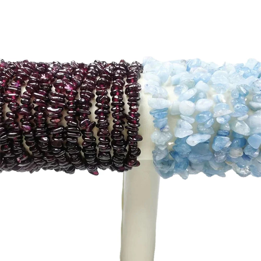 Wholesale Crystal Gemstones Aquamarine Healing Stone Garnet Gravel Bracelet for Gift