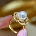 R1174 10-11mm Natural Freshwater Pearl Ring Accessory 925 Sterling Silver Adjustable Size Engagement Jewelry Ring for Women