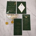Green Vellum Paper Wedding Invitation Envelope With Wax Seal MegaBDM