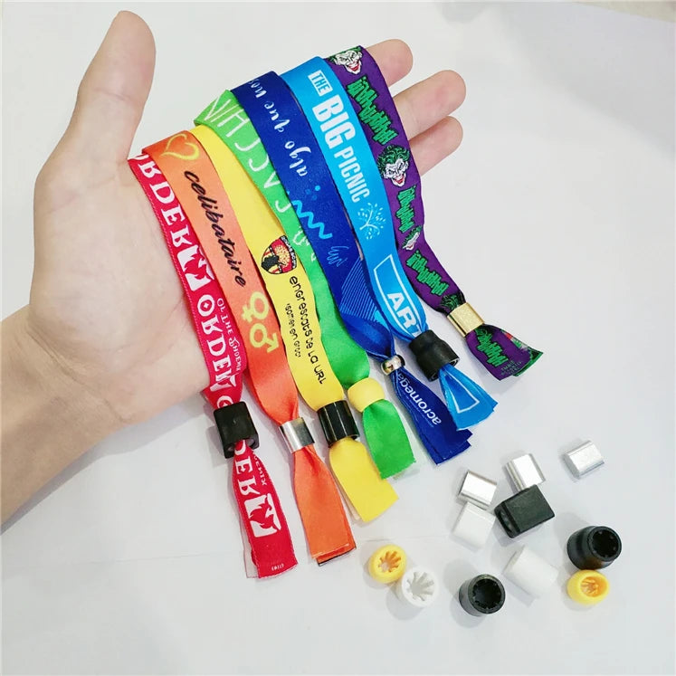Newest Fashion Quality-assured Custom Colorful Design Eco-friendly Polyester Cloth Wristbands for Events