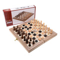 Flying Art CM-CH-001 3-in-1 Brown Wooden Backgammon Checkers Folding Board Chess Set 29x29cm for Kids Teens Adults Unisex Luxury