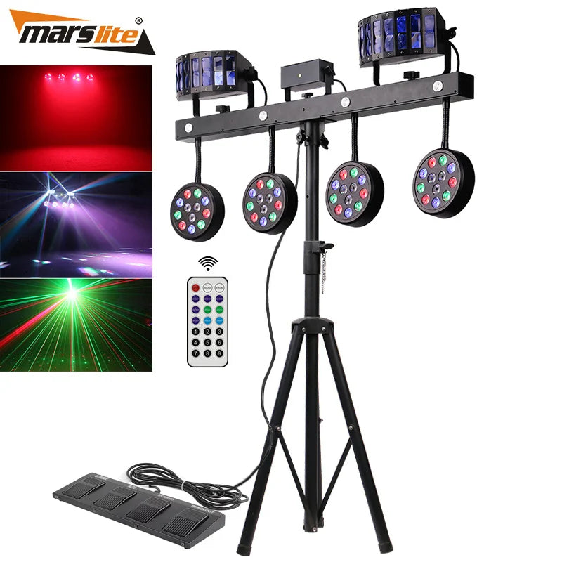 USA Warehouse Portable Dj Lights Disco Dj Equipment Laser+par Light+strobe+derby 4in1 Led Party Stage Lighting