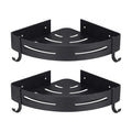 Provide Logo Matte Black Adhesive Caddy With 4 Hooks Corner Shower Shelf